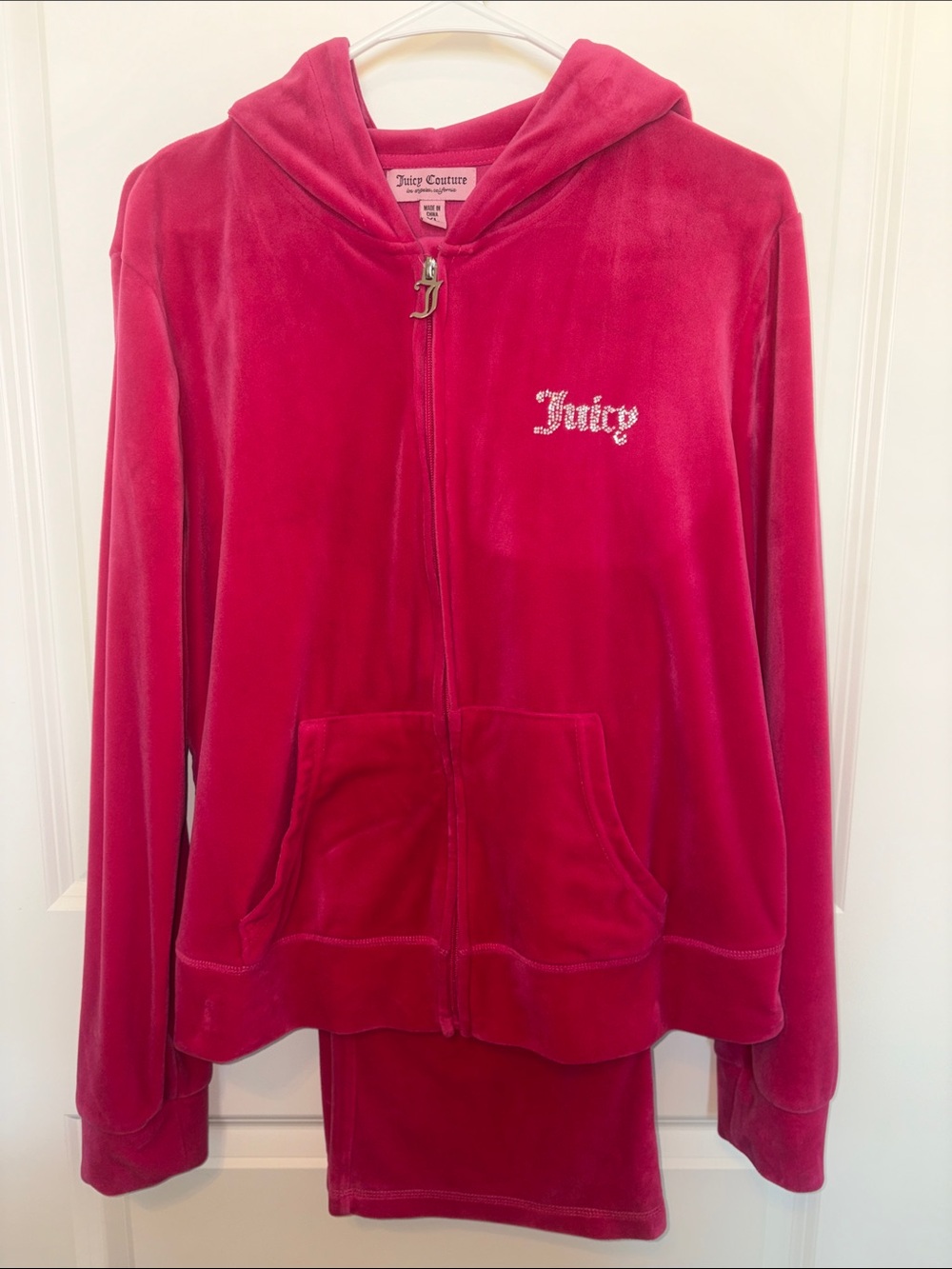 Juicy Couture Girls' Bright Pink Velour Zip Hoodie